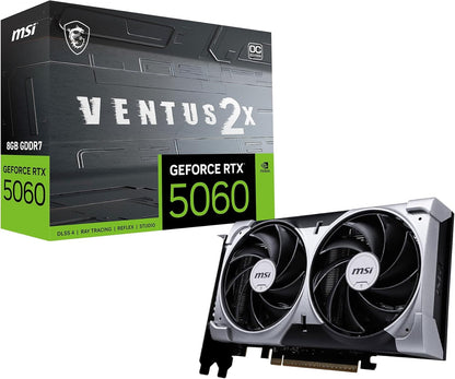 MSI Gaming RTX 5060 8G Ventus 2X OC Graphics Card (8GB GDDR7,TBA-bit, Extreme Performance: 2535 MHz, DisplayPort x3 2.1a, HDMI 2.1b, NVIDIA Blackwell Architecture)