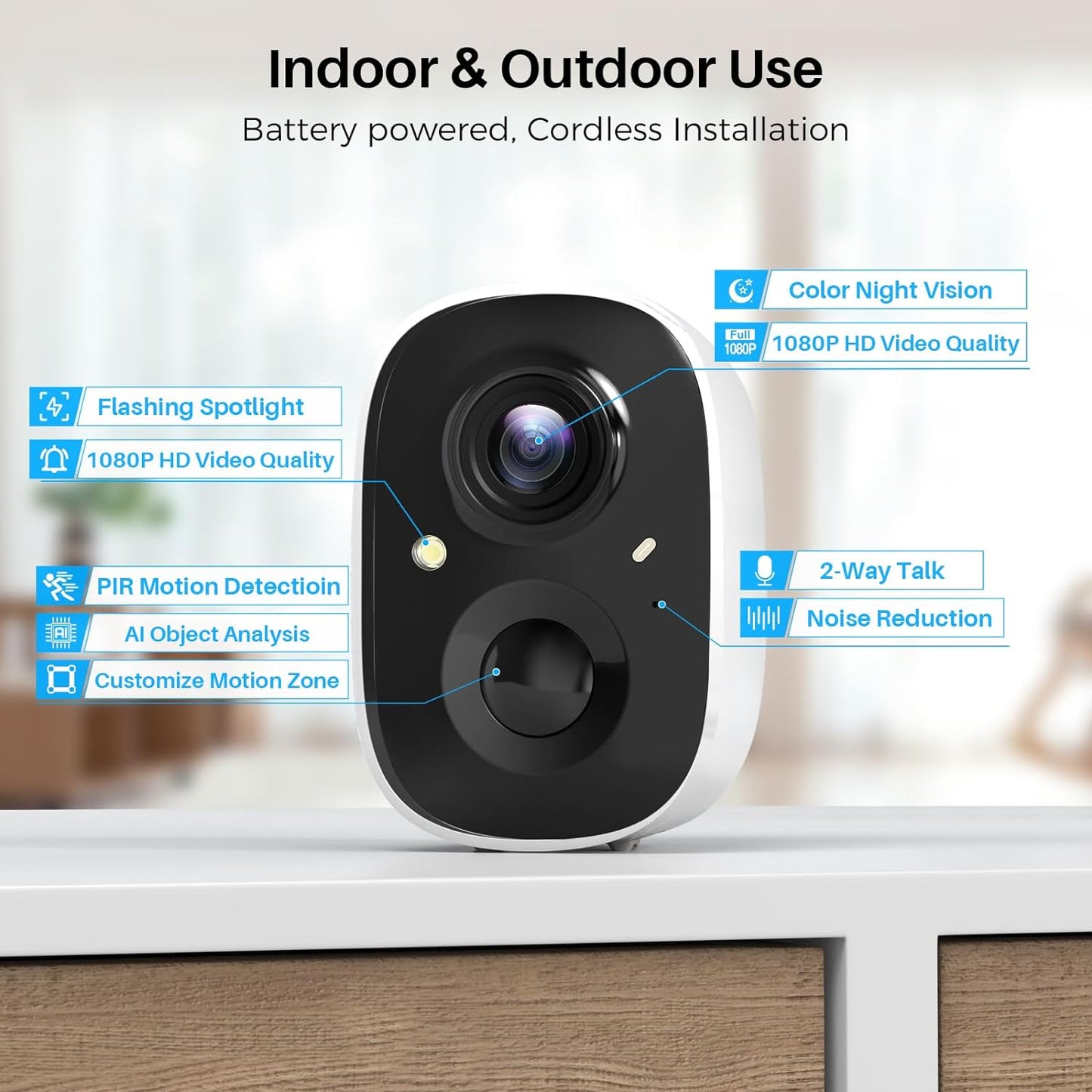 MaxiViz Wireless Camera Outdoor, Battery Powered Security Camera with 2K Color Night Vision, Outside Cameras with AI Motion Detection, 2-Way Talk, IP66 Weatherproof, SD/Cloud Storage, 2 Packs