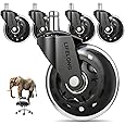 NATRKE Office Chair Wheel Replacement, 11×22 Office Chair Casters, 3" Rubber Caster Wheels for Swivel Chair for All Floors Hardwood Carpet, 5 Pack (Clear)