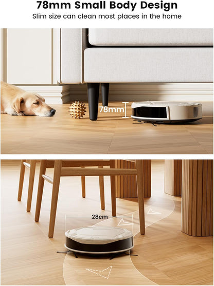 Lefant M210P Robot Vacuum and Mop Combo, Strong 2000Pa Suction, 120 Min Runtime, Super Slim Thin, Low Noise, Self-Charging, Wi-Fi/App/Alexa Control, Ideal for Pet Hair & Hard Floors