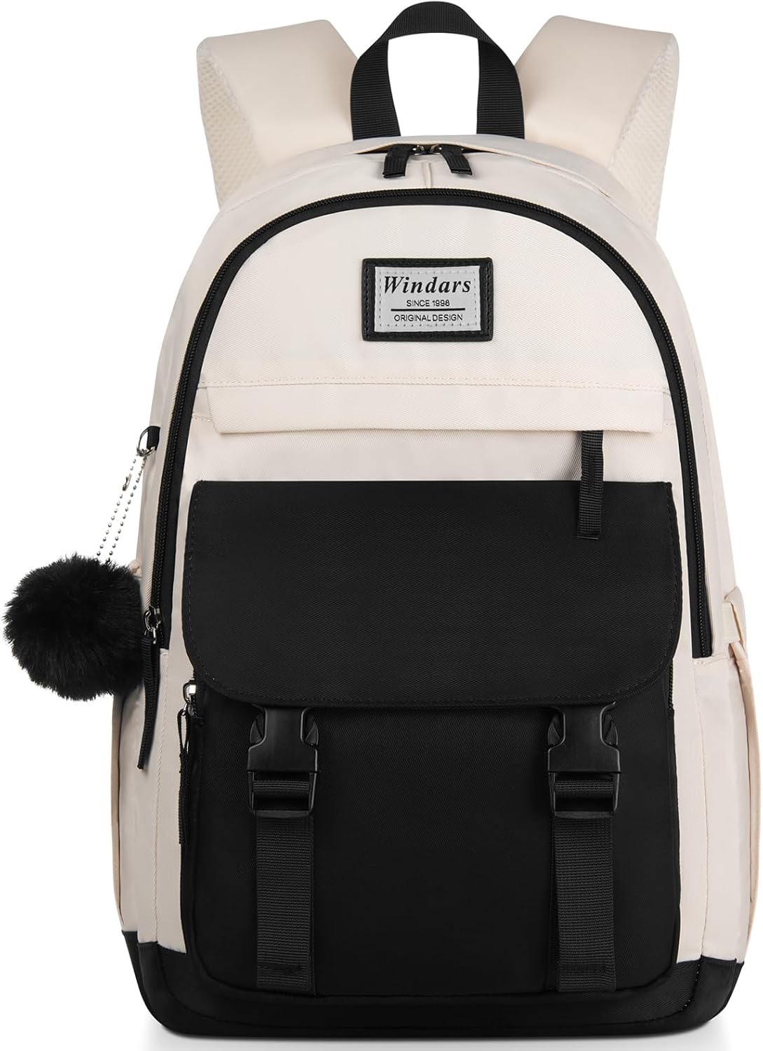 WINDARS School Backpack for Teen Girls, Cute College Backpacks for Women Students Aesthetic Bookbag Large 15.6 Inch Laptop Bag Middle School Travel Back Pack (Khaki Beige)