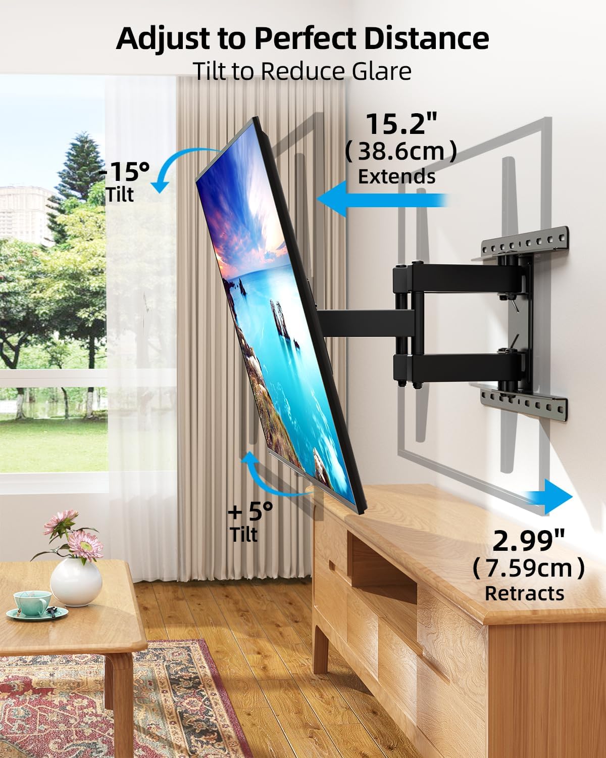 HOME VISION Full Motion TV Wall Mount for Most 32-85 inch TVs up to132 lbs, TV Mount Swivel and Tilt with Dual Articulating Arms, Wall Mount TV Bracket Max VESA 600x400mm, Fits 8" 12" 16" Wood Studs