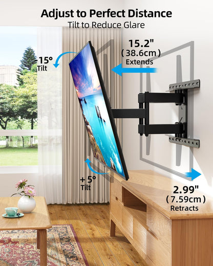 HOME VISION Full Motion TV Wall Mount for Most 32-85 inch TVs up to132 lbs, TV Mount Swivel and Tilt with Dual Articulating Arms, Wall Mount TV Bracket Max VESA 600x400mm, Fits 8" 12" 16" Wood Studs