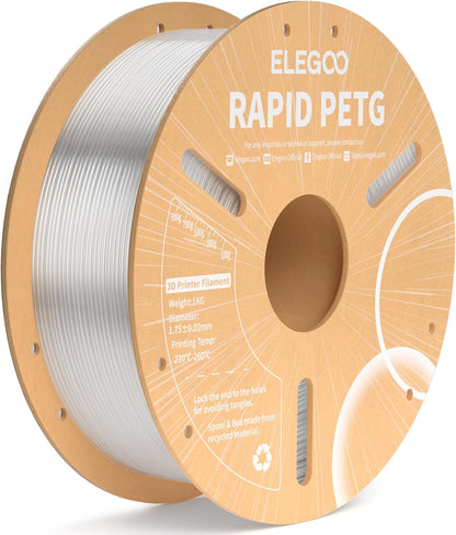 ELEGOO Rapid PETG Filament 1.75mm Black 1KG, 3D Printer Filament Max 600 mm/s High Speed Printing, Dimensional Accuracy +/- 0.02 mm Fit Most FDM Printer 1kg Cardboard Spool