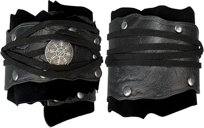 HiiFeuer Medieval Suede Arm Wraps, Renaissance Artificial Fur Bracers, Viking Wrist Band Archery Arm Guards Knight Gauntlets