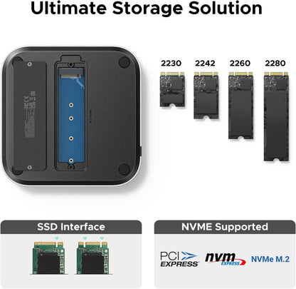 UGREEN Mac mini M4 Dock & Stand with NVMe SSD Enclosure, Docking Station with 3*USB A 3.2, 2*USB A 3.0, 2*USB C 3.2 10Gbps, SD/TF 170MB/s, USB C Hub Compatible with Mac mini M4 Pro