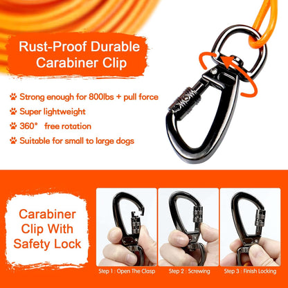 Snagle Paw Dog Tie Out Runner for Yard,Trolley System for Large Dogs,Heavy Duty Dog Run Cable with 10ft Pulley Runner Line for Dogs Up to 125lbs,Yard or Camping,75ft