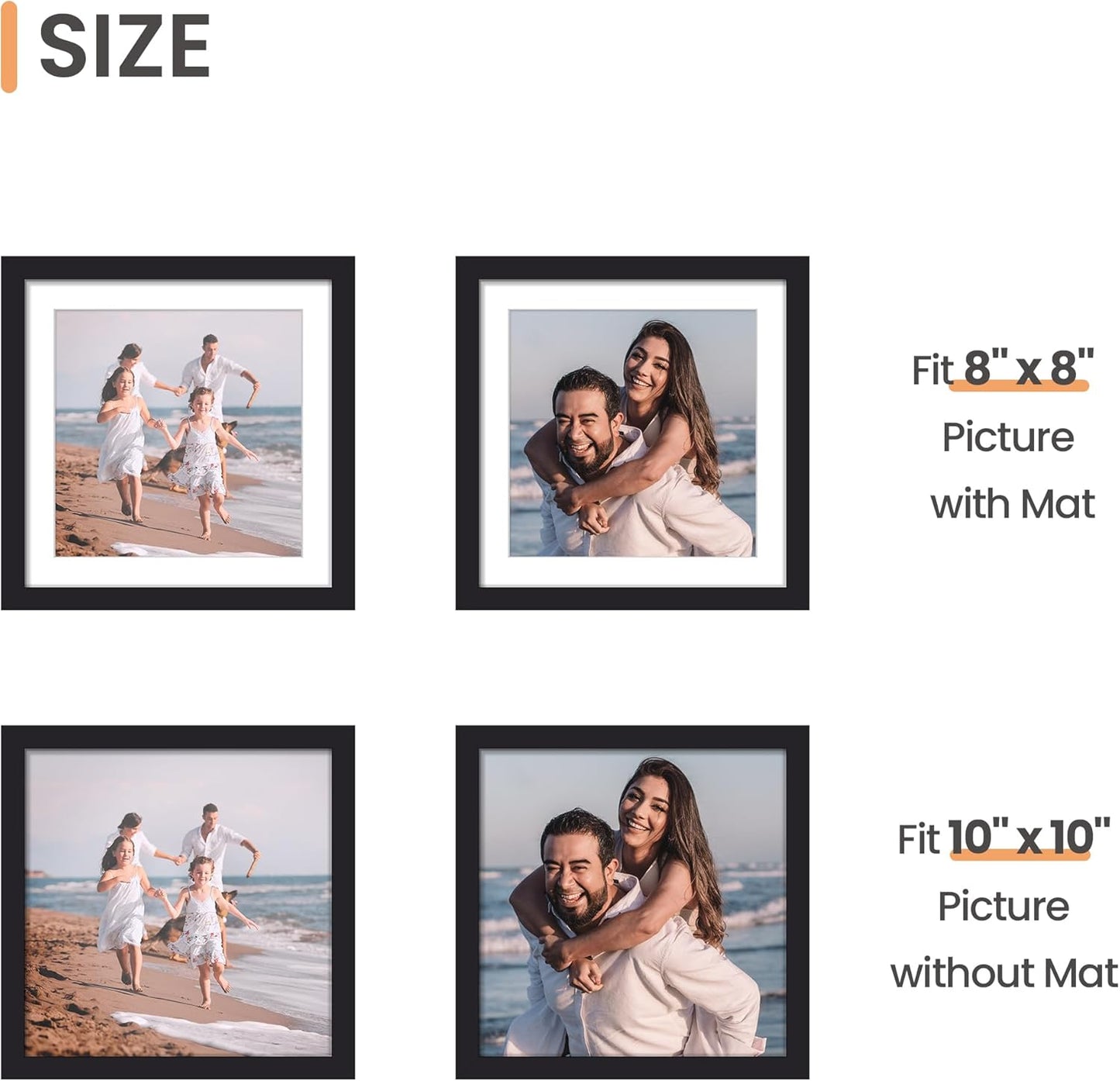 upsimples 11x14 Picture Frame, Display Pictures 8x10 with Mat or 11x14 Without Mat, Wall Hanging Photo Frames, Black