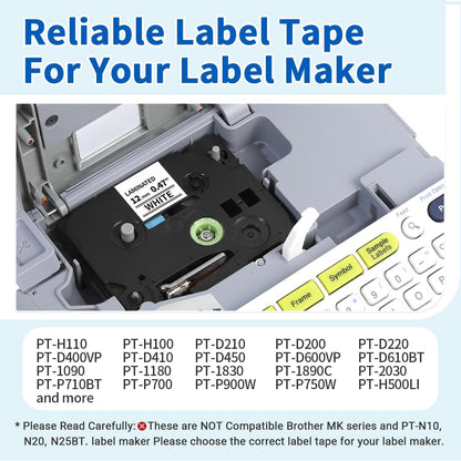 5 Pack Compatible with Brother Label Maker Tape P Touch TZe TZ Tape 12mm 0.47'' Laminated White TZe-231 TZ 231 Label Tape for Brother P-Touch PT-H110 PT-D210 PT-D600 PT-D400AD PT-1290