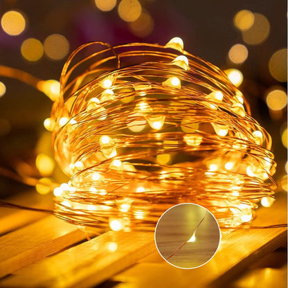 [Timer] 3 Packs Outdoor Fairy Lights Battery Powered, 33ft 100LED Battery String Light with Remote, 8 Modes, Waterproof Copper Wire Twinkle Light for Garden Wedding Tree Party Xmas Decor (Warm White)
