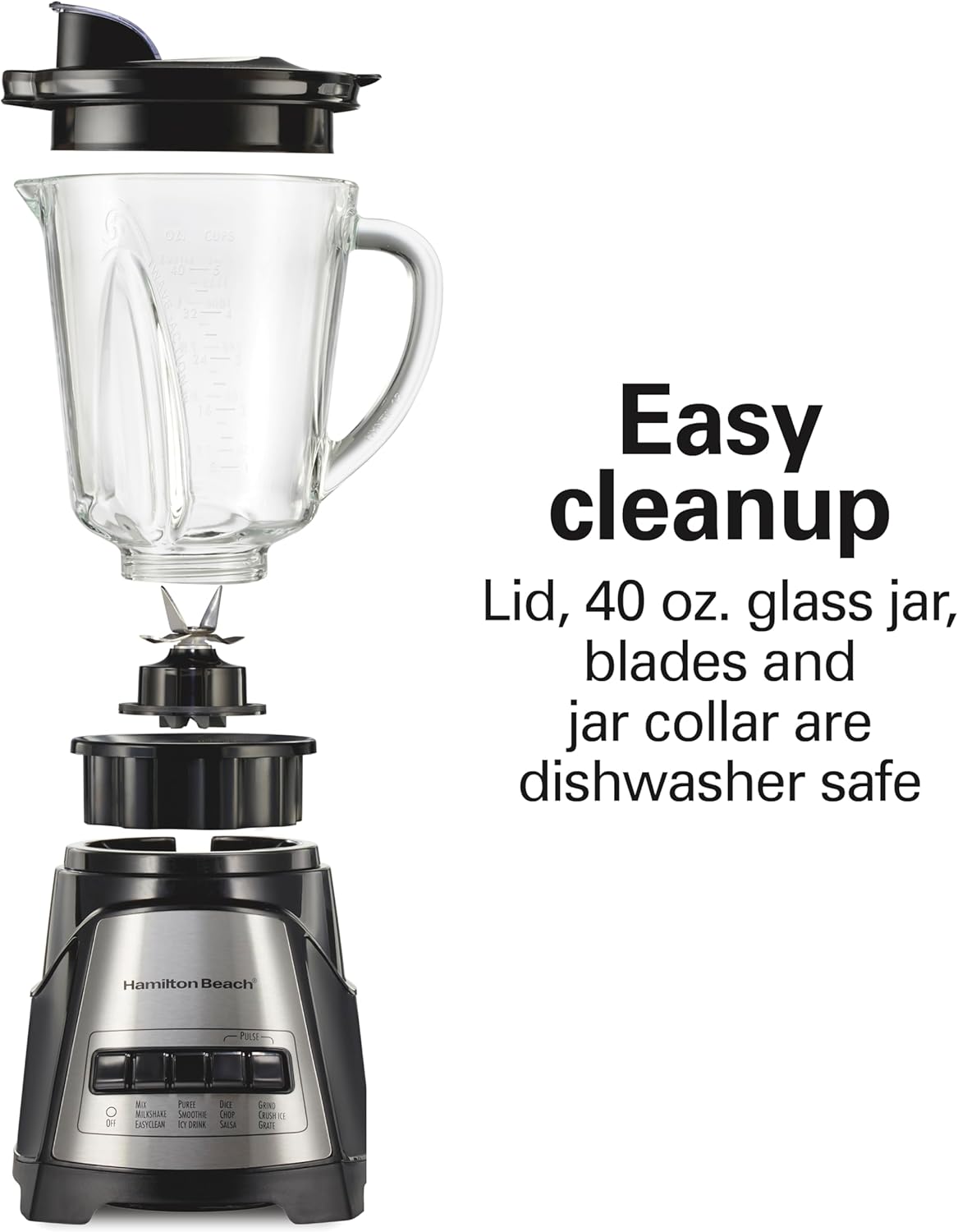 Hamilton Beach Power Elit Blender with 40 oz. Glass Jar, Black, 58148A