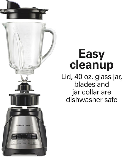 Hamilton Beach Power Elit Blender with 40 oz. Glass Jar, Black, 58148A