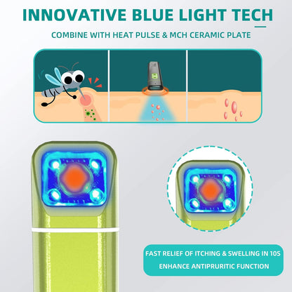 Vibis Insect Bite and Sting Relief, Rechargeable Bug Bite Itch Relief Thing Fast Symptom Relief for Mosquito Bites, Chemical-Free Treatment Natural Relief from Bug and Mosquito Bites Itching - Green