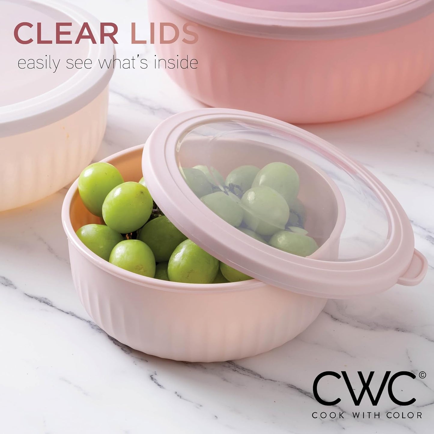 COOK WITH COLOR Prep Bowls with Lids- 8 Piece Nesting Plastic Small Mixing Bowl Set with Lids (Teal Ombre)