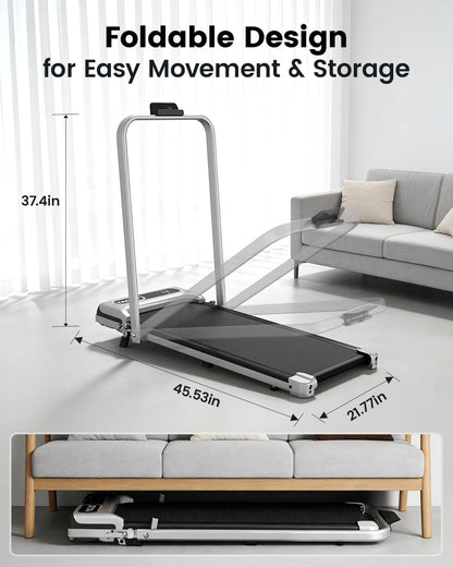 Yagud Walking Pad with 8% Incline, 3 in 1 Treadmill for Home & Office, 2.5HP Under Desk Treadmill with Handle, Portable Treadmill with Remote Control & Led Display, No Installation