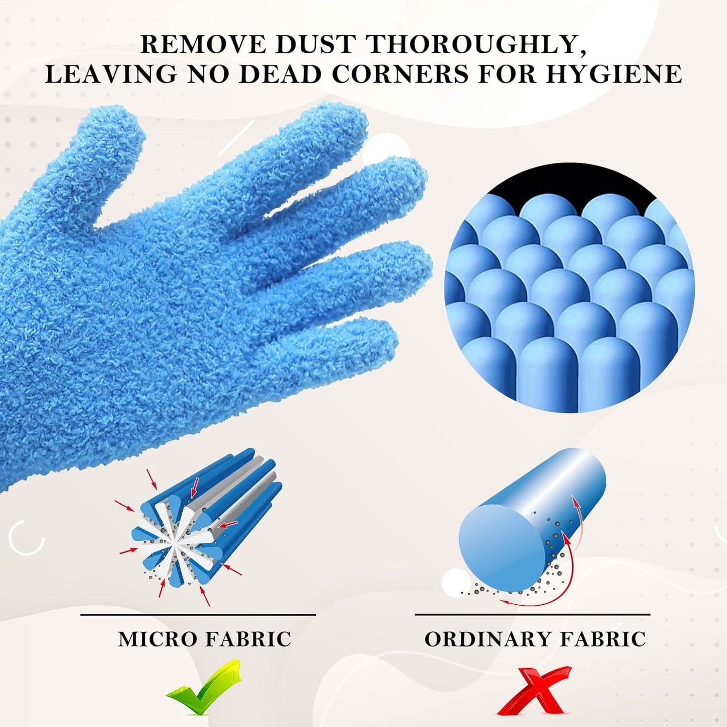 EvridWear Microfiber Auto Dusting Cleaning Gloves for Cars and Trucks, Dust Cleaning Gloves for House Cleaning, Perfect to Clean Mirrors, Lamps and Blinds (S/M)
