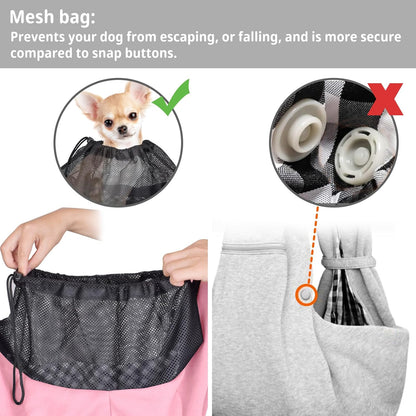 Cuby Adjustable Dog Cat Sling Padded Hard Bottom Pet Carrier Sling Soft Carrying Puppy Bag for Small Dogs Cats Outdoor Travel (Grayish-White)