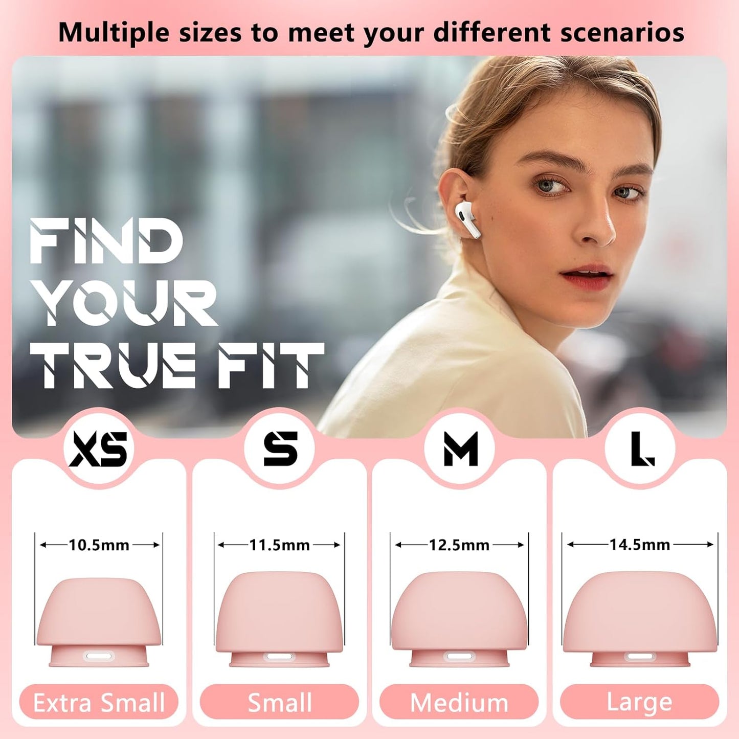 4 Pairs Replacement Ear Tips for AirPods Pro 2nd/1st Generation with Portable Storage Box & Cleaner Pen,Noise Reduction Holewith & Built-in dust Guard Screen,Silicone Ear Tips for AirPods Pro (White)