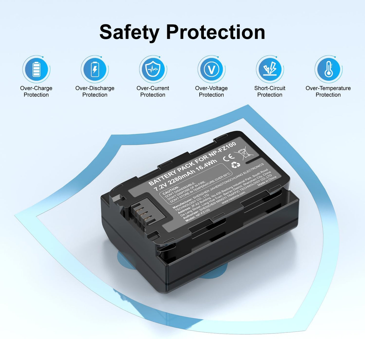 NASTIMA NP-FZ100 2-Pank 2280mAh Battery Replacemnt with LCD Battery Charger Compatible with Sony FX3, FX30, A7iii, A7iv, A7C, A9, A6600, A6700, ZV-E10ii, ZV-E1, A9S, Alpha 9, A7R III, A7R IV, A7RV