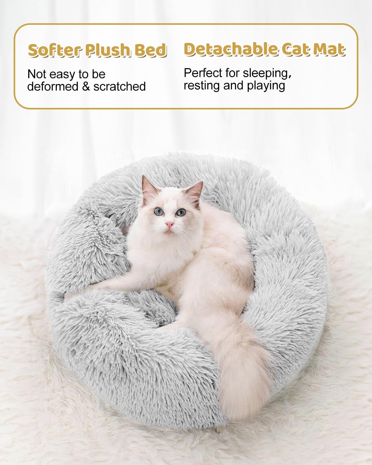 Odoland Large Cat Tunnel, Collapsible Cat Tube with 20pcs Cat Toys | S-Shape Donut Tunnel with Central Mat for Kitten, Puppy, Ferret, Rabbit, Indoor Cats,White