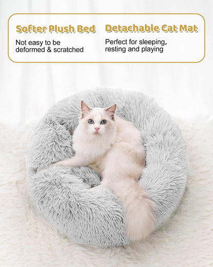 Odoland Large Cat Tunnel, Collapsible Cat Tube with 20pcs Cat Toys | S-Shape Donut Tunnel with Central Mat for Kitten, Puppy, Ferret, Rabbit, Indoor Cats,White
