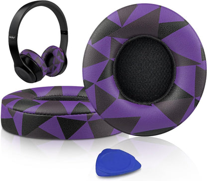 SoloWIT® Ear Pads Cushions Replacement, Earpads for Beats Solo 2 & Solo 3 Wireless On-Ear Headphones with Soft Protein Leather, Stronger Adhesive, Noise Isolation Memory Foam - Black