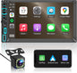 KMUTZY 7" Wireless Double Din Car Stereo，Apple Carplay Radio Screen for Car Audio Receivers, Bluetooth Car Play Android Auto Touchscreen, Mirror Link, Backup Camera, SWC, AM/FM, AirPlay, Type-C