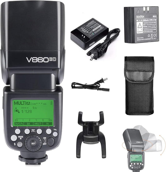 GODOX V860II-C Kit E-TTL High-Speed Sync 1/8000s 2.4G GN60 Li-ion Battery 1.5s Recycle Time Camera Flash Speedlite Light for Canon EOS Cameras (V860II-C)
