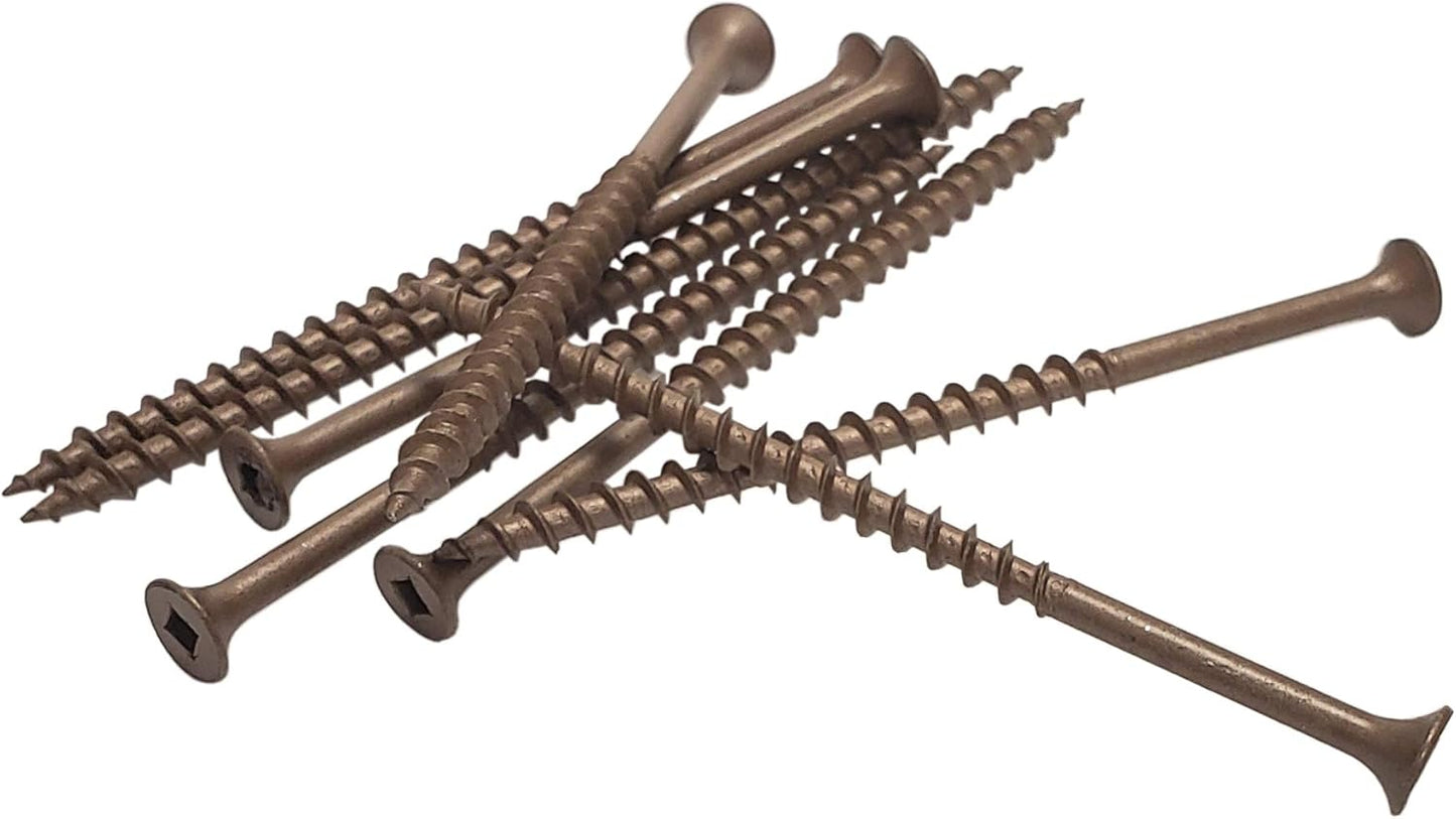 #8 x 3" Deck Screws | Square Drive | Bugle Head | Brown Ruspert | 100pcs Box