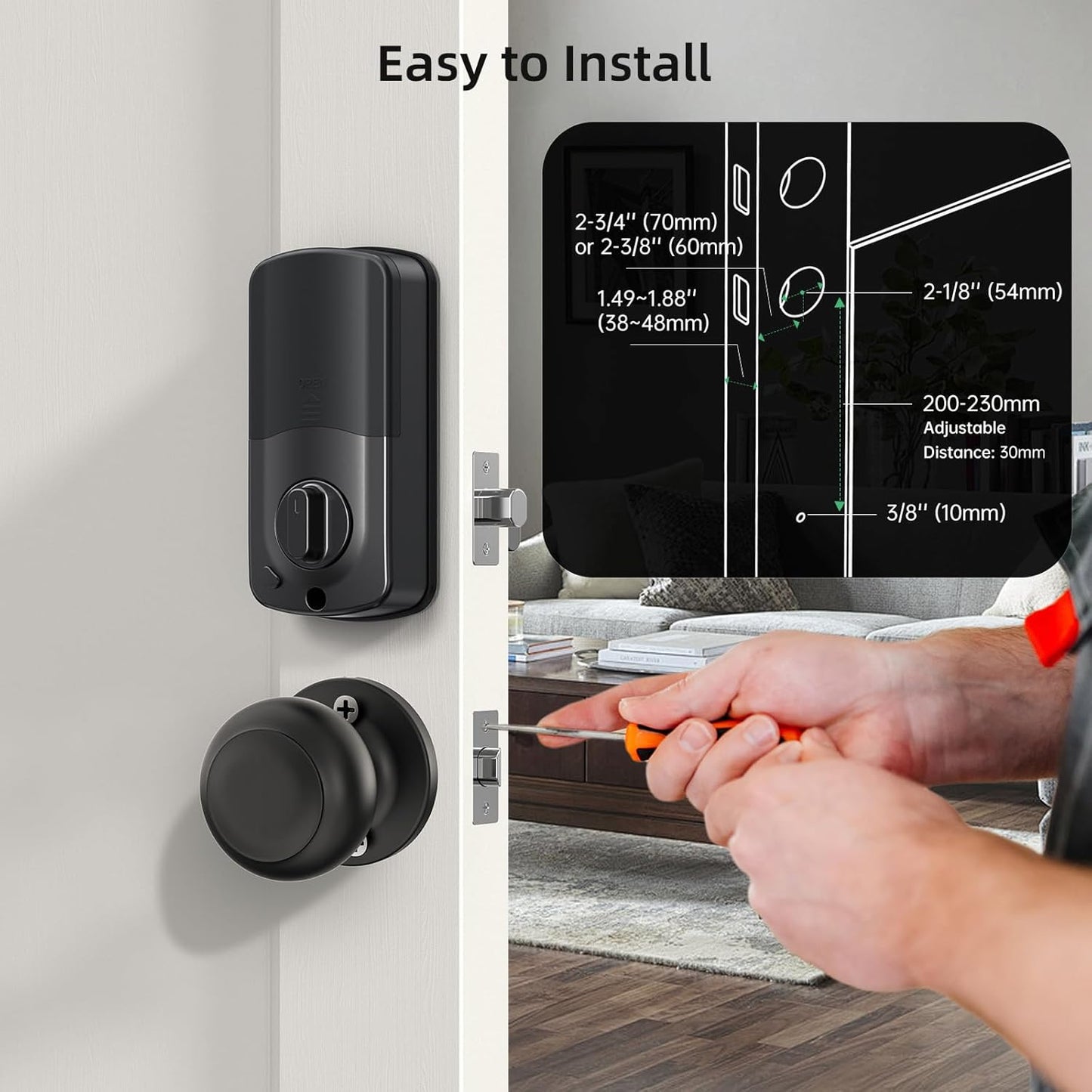 Keyless Entry Door Lock with Knob: NUTOMO Front Door Lock Set Fingerprint Deadbolt Alexa Digital Keypad Door Locks APP Remote Control Auto Lock Black