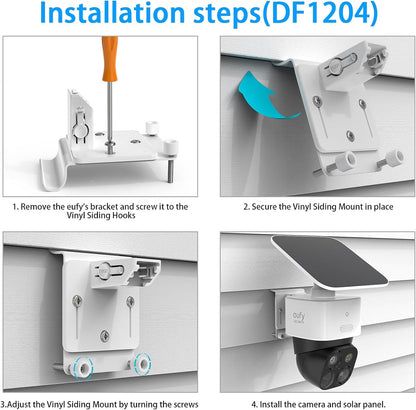 OkeMeeo No-Drill Vinyl Siding Mount for Eufy SoloCam S340, Solocam E30 and 4G LTE Cam S330(White, 1 Pack)