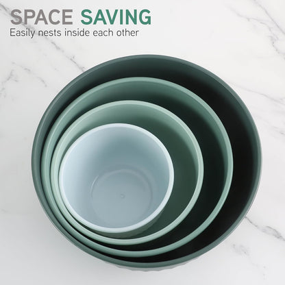 COOK WITH COLOR Prep Bowls with Lids- 8 Piece Nesting Plastic Small Mixing Bowl Set with Lids (Teal Ombre)