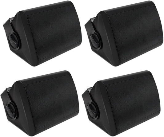 Herdio 5.25 Inches 600 Watts Outdoor Speakers Wired Waterproof,Effortless Mounting Swivel Brackets,Wall Mount Speakers with Loud Volume Perfect for Outdoor,Patio,Home Theater,Black (4 Speakers)