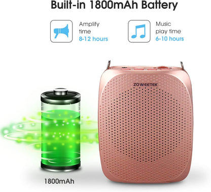 ZOWEETEK Voice Amplifier with Microphone Headset,1800mAh Rechargeable Portable Amplifier for Teachers, Tour Guide,Yoga,Fitness, Training, Meeting,Classroom