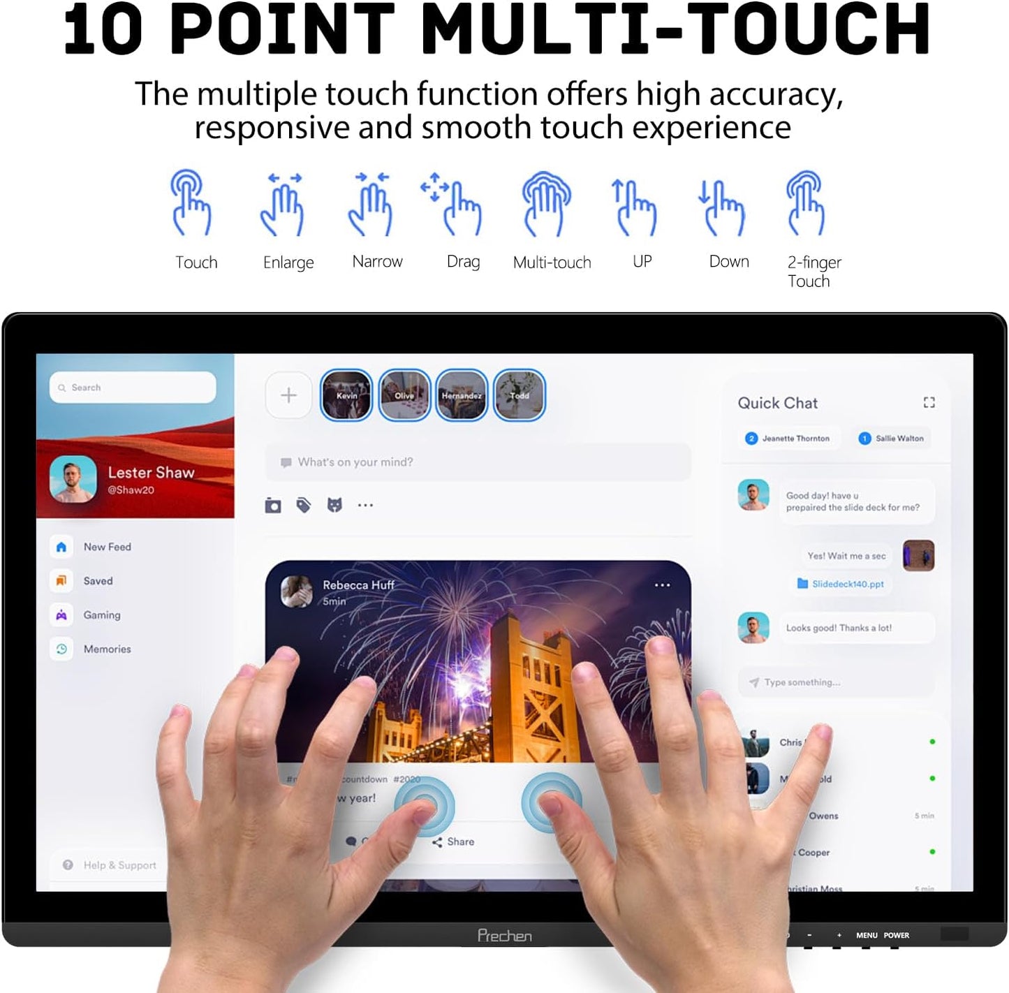 24 Inch PC Touchscreen Monitor, Built-in Speakers, 75Hz, IPS FHD 1080P Desktop Touch Screen Monitor, HDMI, VGA, USB, VESA, Computer Touch Display, Black