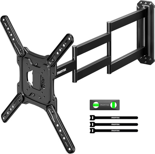 monTEK Long Arm TV Wall Mount for Most 23-65 Inch TVs, 37 Inch Long Extension TV Mount Swivel and Tilt, Full Motion Wall Mount TV Bracket Fit Max VESA 400 x 400mm, Up to 77 lbs