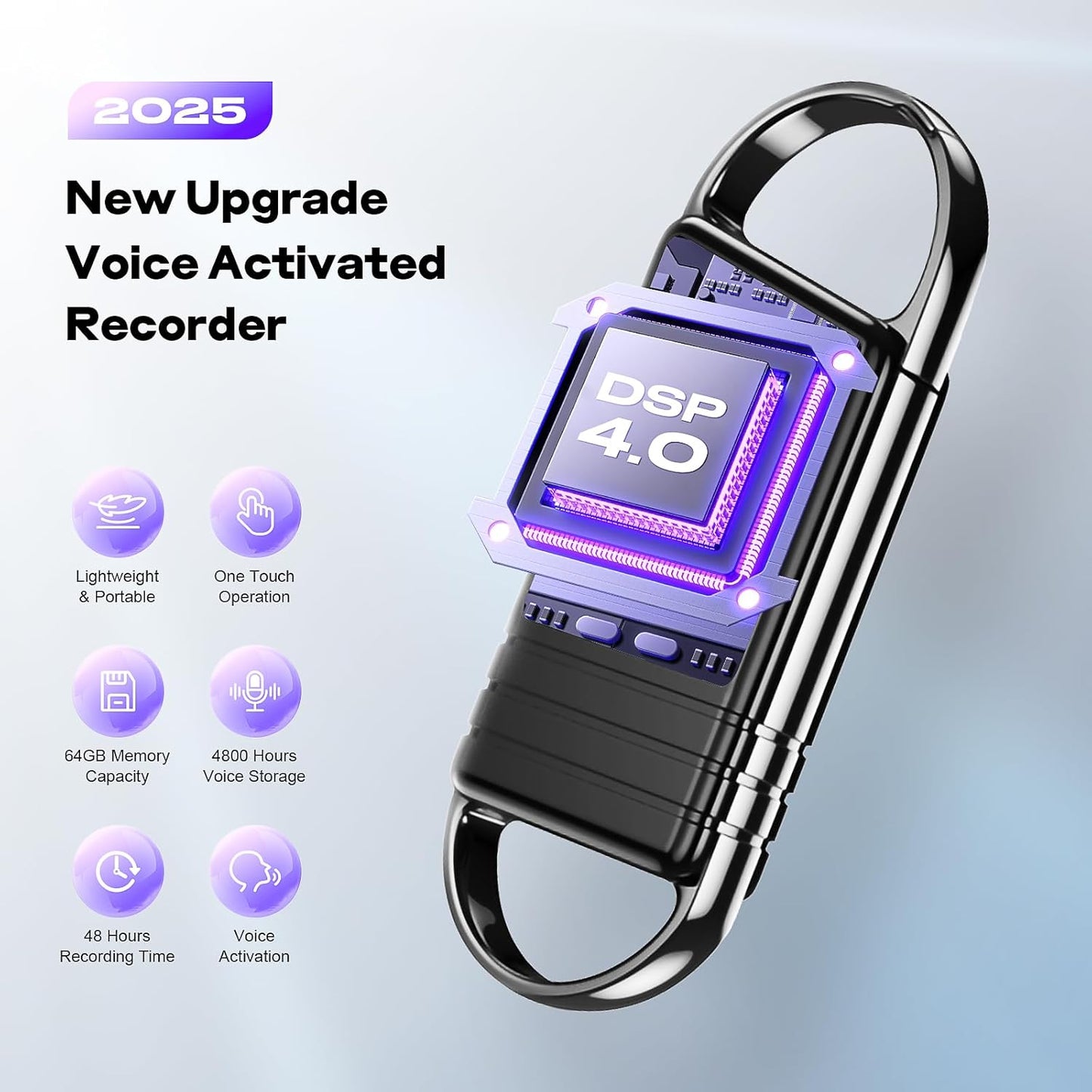 Xelarvex Voice Activated Recorder - 64GB Digital Voice Recorder AI-Intelligent Noise Reduction, 4800 Hours Recording Device, Audio Recorder for Lectures/Meetings/Interviews