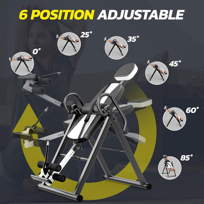 Yoleo Gravity Heavy Duty Inversion Table with Headrest & Adjustable Protective Belt Back Stretcher Machine for Pain Relief Therapy