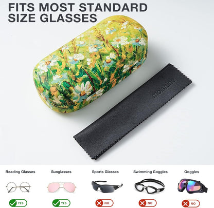 molshine Hard Shell Leather Sunglasses Case,Classic Large Glasses Case for Women Men,Sunglass Eyeglasses