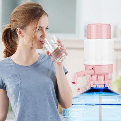 Pink Manual Water Pump for 5 Gallon/18L Water Jugs - Portable Hand Pump for Bottles & Buckets - No Electricity, BPA-Free, Leak-Proof for Camping, Home, Emergency