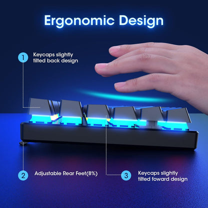 Mechanical Gaming Keyboard,RGB 104 Keys Ultra-Slim Rainbow LED Backlit USB Wired Keyboard with Blue Switches,Durable ABS Keycaps/Anti-Ghosting/Spill-Resistant Mechanical Keyboard for PC Mac Xbox Gamer