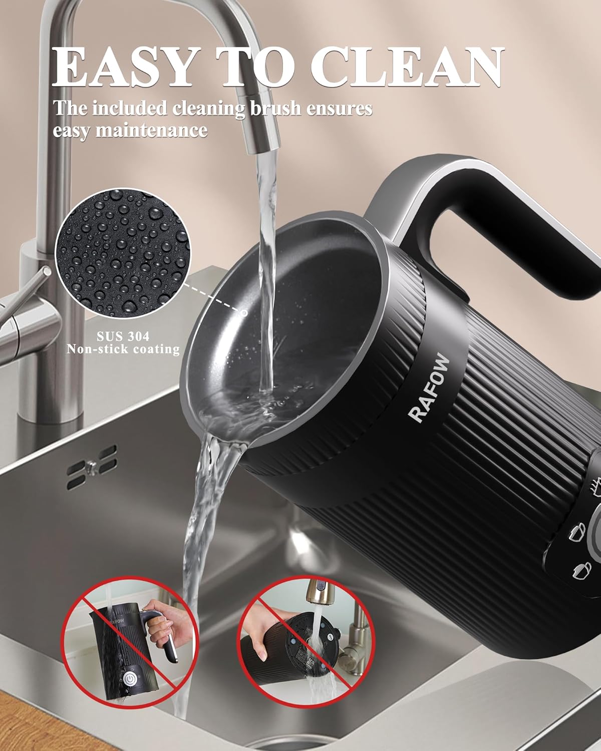 4 in 1 Electric Milk Frother: 10oz/350 mL Large Capacity Electric Milk Steamer for Hot and Cold Milk Froth - Automatic Milk Frother & Warmer for Latte, Cappuccinos, Macchiato, Hot Chocolate