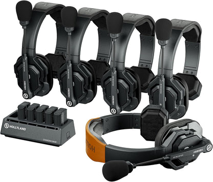 Hollyland Solidcom SE Full Duplex 2-Users ENC Noise Cancellation Wireless Intercom Headset System 1100ft Team Communication with PTT Mute Single Ear Headset for TV Film Production Drone (2.4G Version)