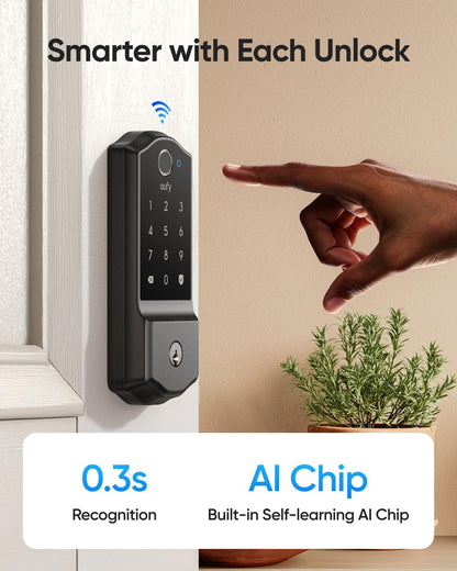 eufy Security Retro-Style Smart Lock C220, Fingerprint Keyless Entry Door Lock, Built-in Wi-Fi, App Remote Control, Front Door Smart Lock Deadbolt, 8Months Battery, Reliable Power, IP53 Waterproof