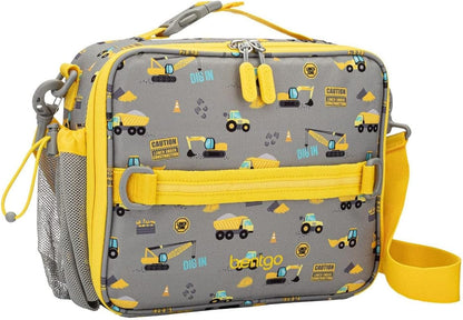 Bentgo® Kids Lunch Bag - Durable, Double Insulated, Water-Resistant Fabric, Interior & Exterior Zippered Pockets, Water Bottle Holder - Ideal for Children 3+ (Shark)