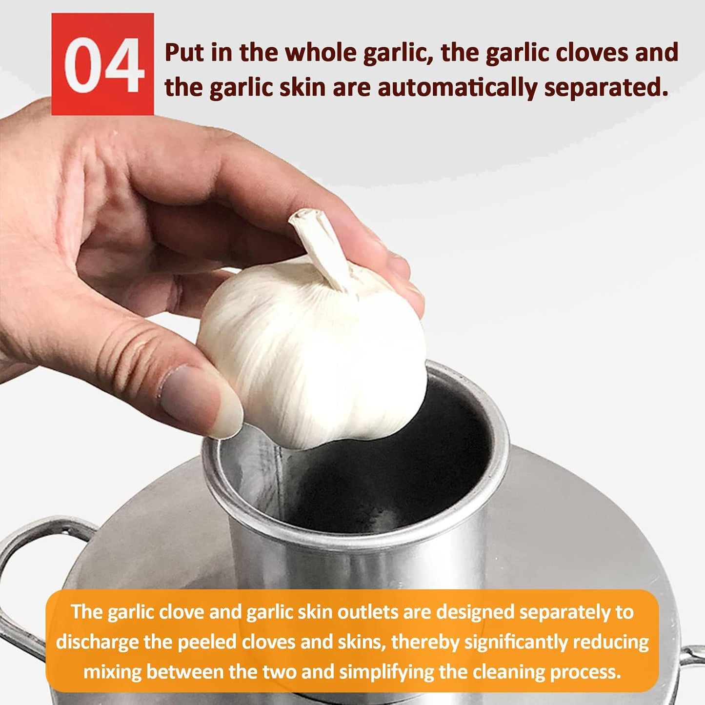 Electric Garlic Peeler Machine, 200W Stainless Steel Commercial