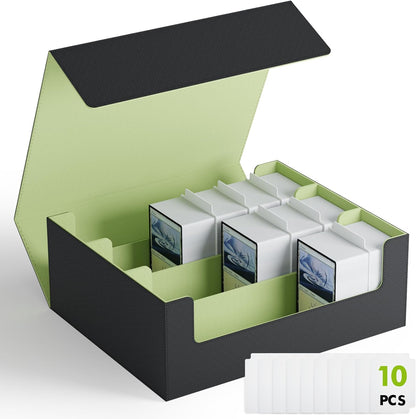 ZLCA Card Storage Box for MTG PTCG, Commander Deck Box Holds 3000+ Cards, Card Storage Case with 4 Stoppers, Card Organizer for TCG Sport Cards (Black)