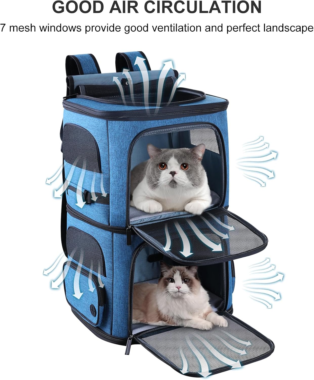 Double Cat Carrier for 2 Cats,Dog Backpack Carrier for Medium Dogs,Double Compartment Pet Carrier Backpack for Dual Pets,for Outdoor Traveling/Stroll and Picnic