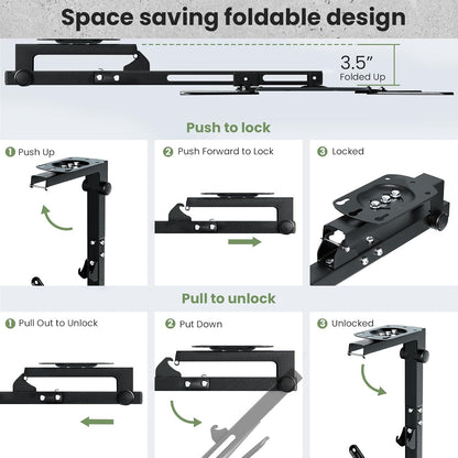 Ceiling TV-Mount Flip Down Folding - 23-55'' Manual Drop Down TV Mount, Fits Flat and Pitched Roof, Height Adjustable, Swivel, Max Load 44 lbs, Max VESA 400x400 mm, Black