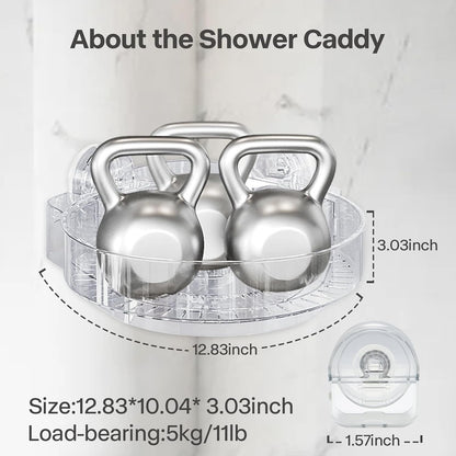 360° Rotating Corner Shower Caddy with Strong Suction Cups, Waterproof Bathroom Organizers and Storage Accessories, Easy to Install and Removable Shower Shelves for Vanity Kitchen Home
